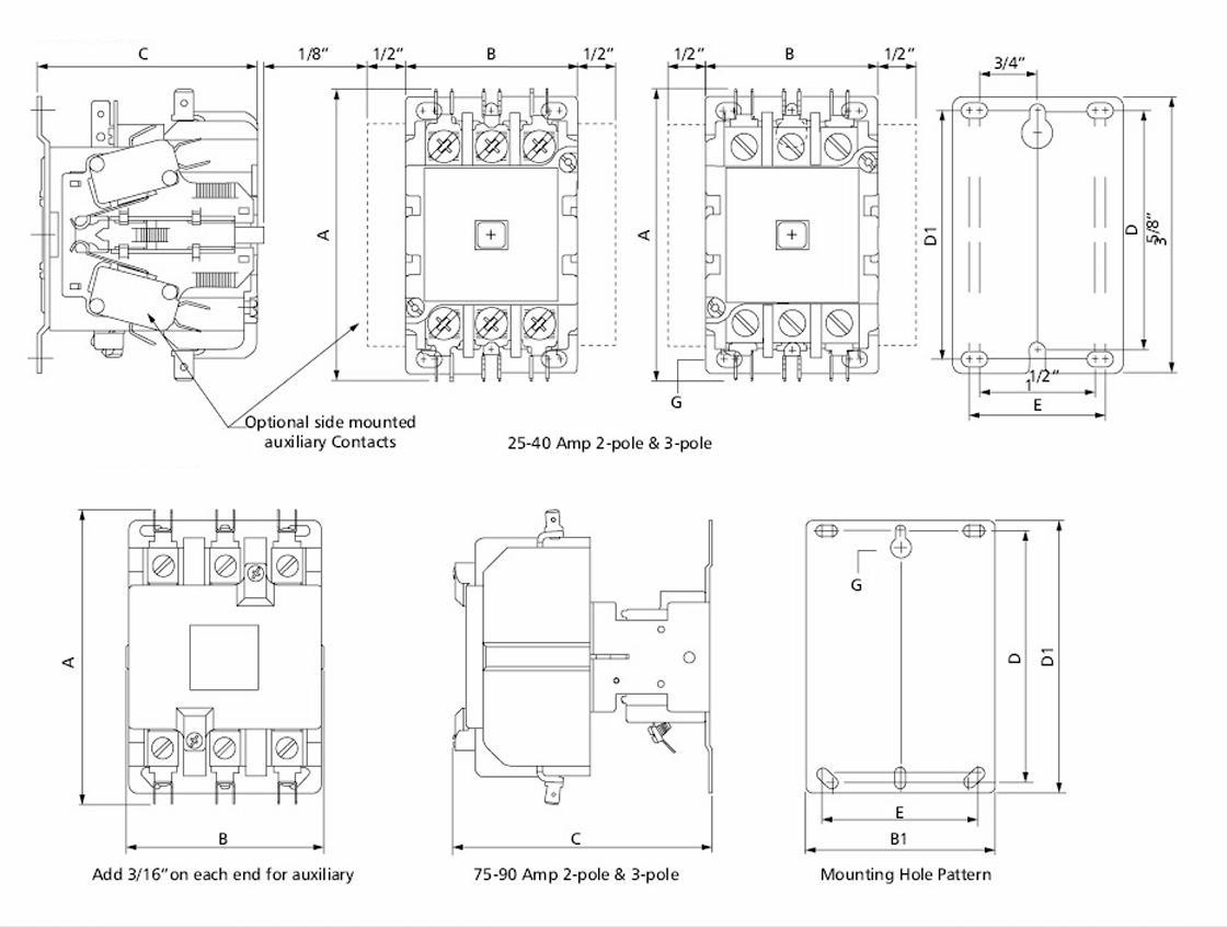 Definite Purpose Contactor dimensions
