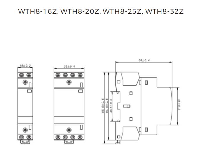WTH8-16Z dimensions